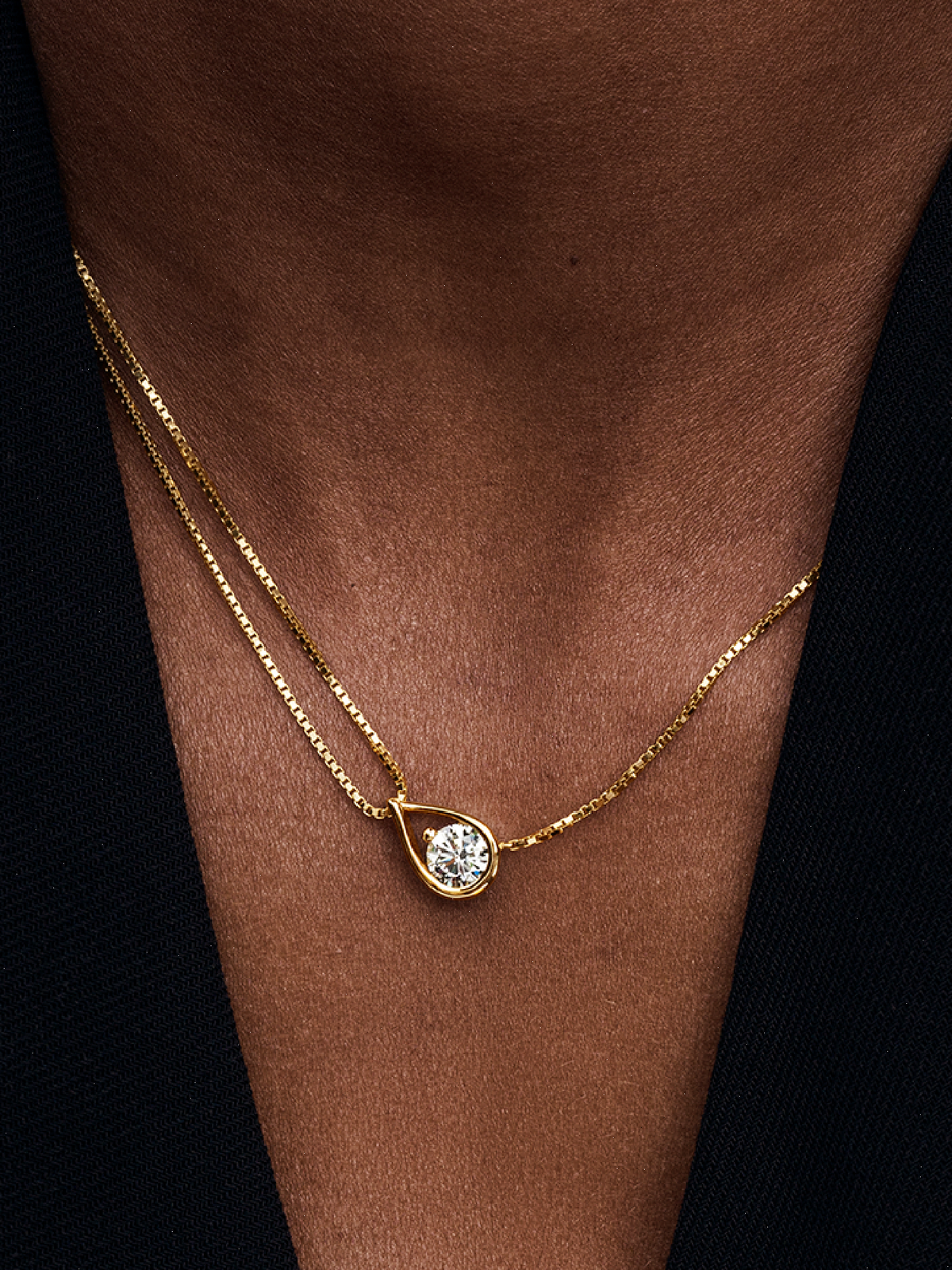 FINAL SALE - Pandora Infinite 14k Gold Lab-grown Diamond Double Chain Collier Necklace - 0.75 ct TW, 14k gold